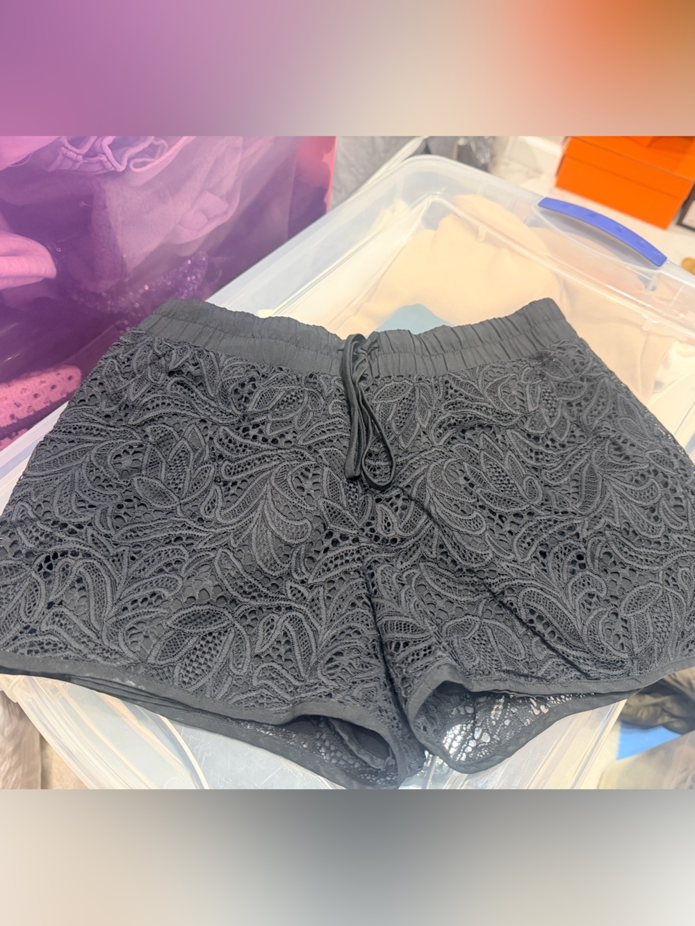 bebe Black Lace Lounge Shorts